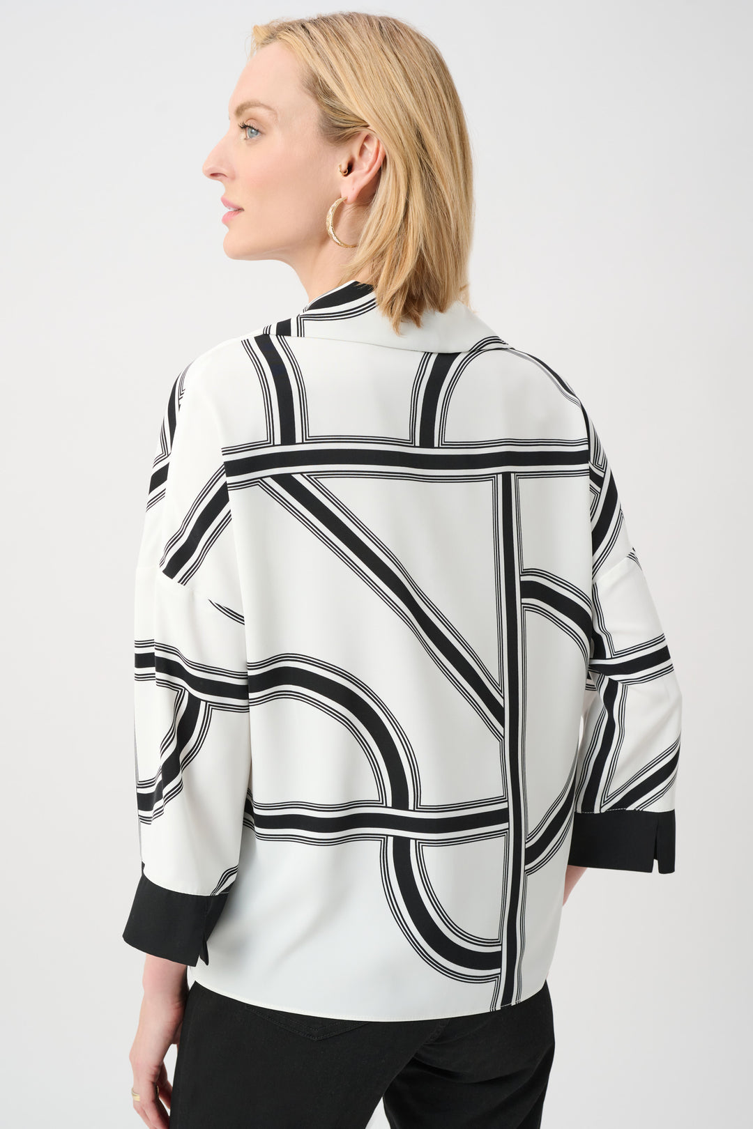 Recycled Woven Geometric Boxy Top Style 263021