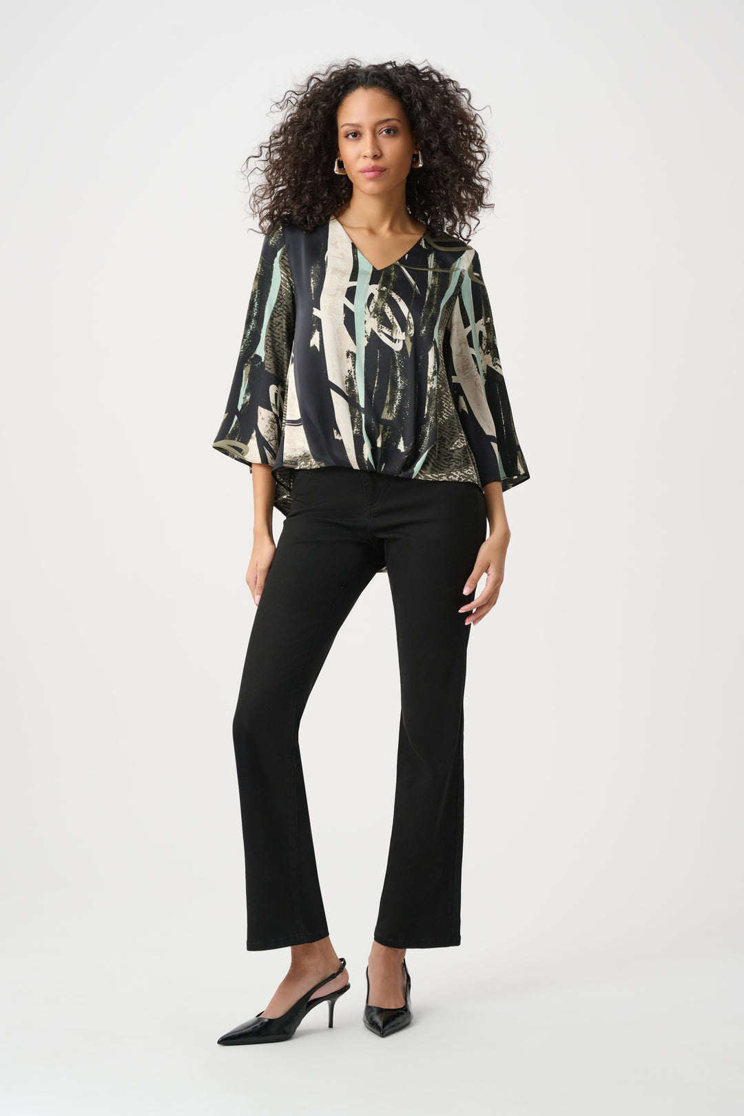 Recycled Satin Abstract Boxy Top Style 263024