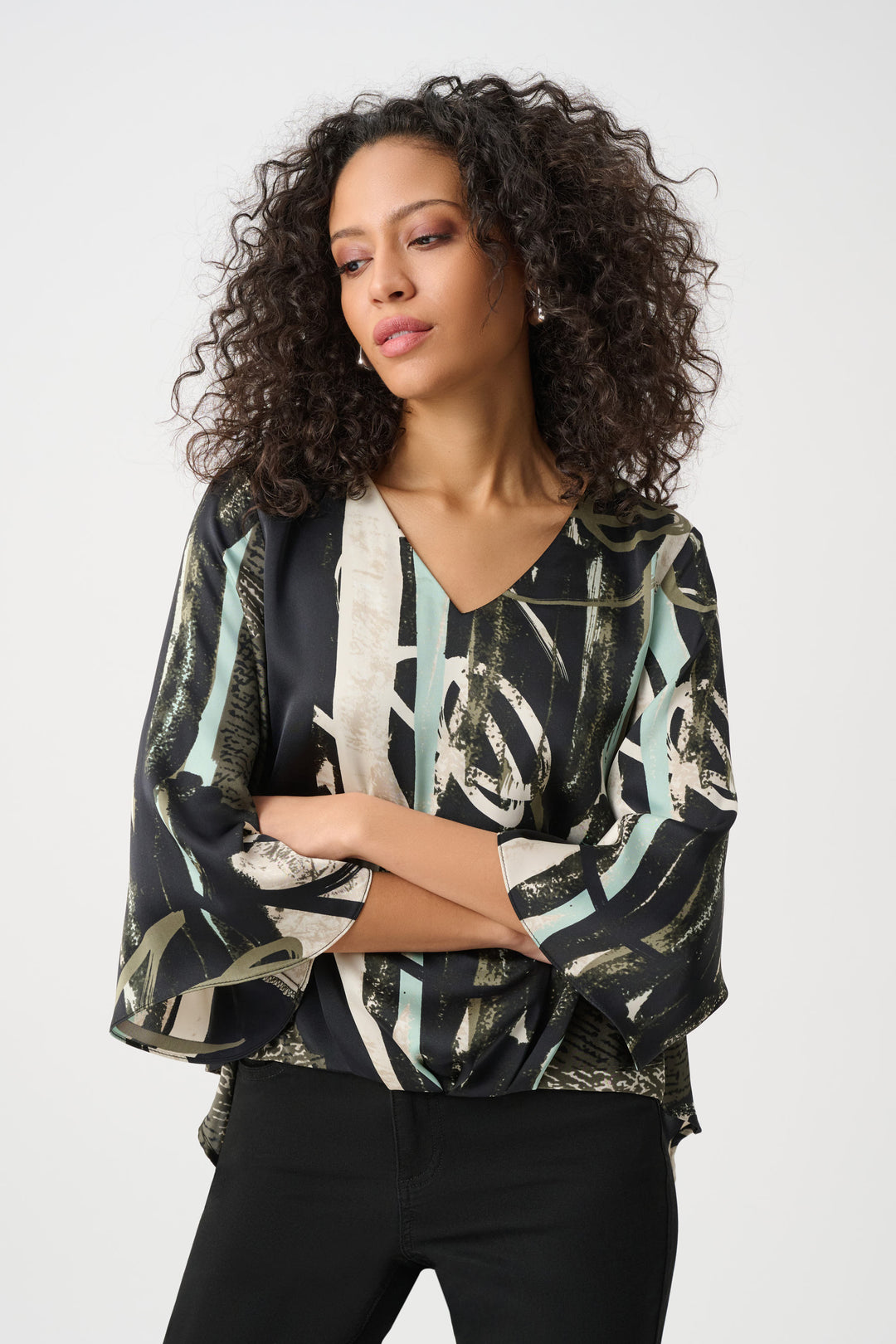 Recycled Satin Abstract Boxy Top Style 263024
