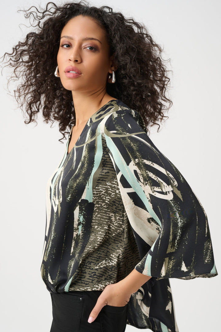 Recycled Satin Abstract Boxy Top Style 263024