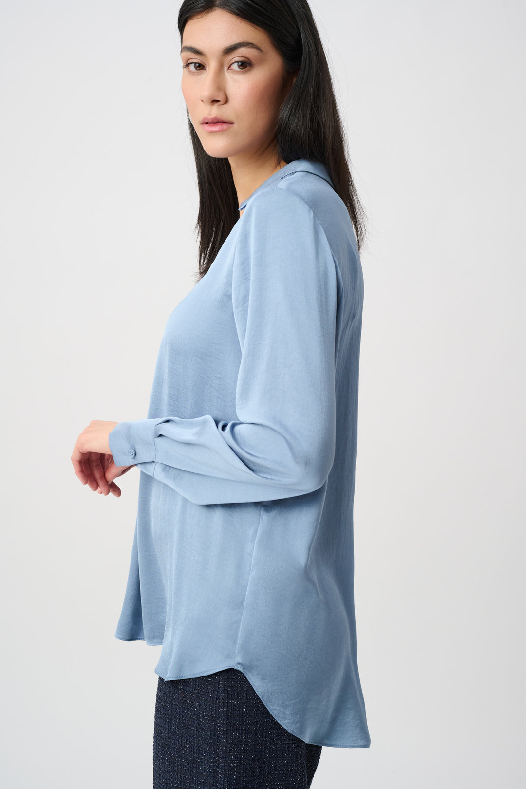 Recycled Satin Shirt-Collar Tunic Style 263025