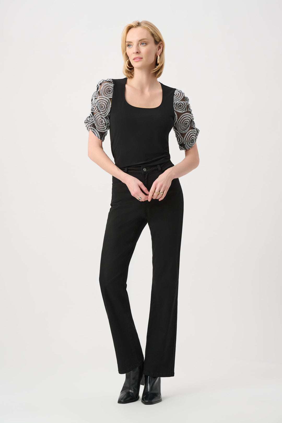 Silky Knit Novelty Sleeve Top Style 263028