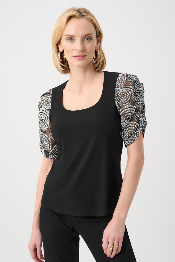 Silky Knit Novelty Sleeve Top Style 263028