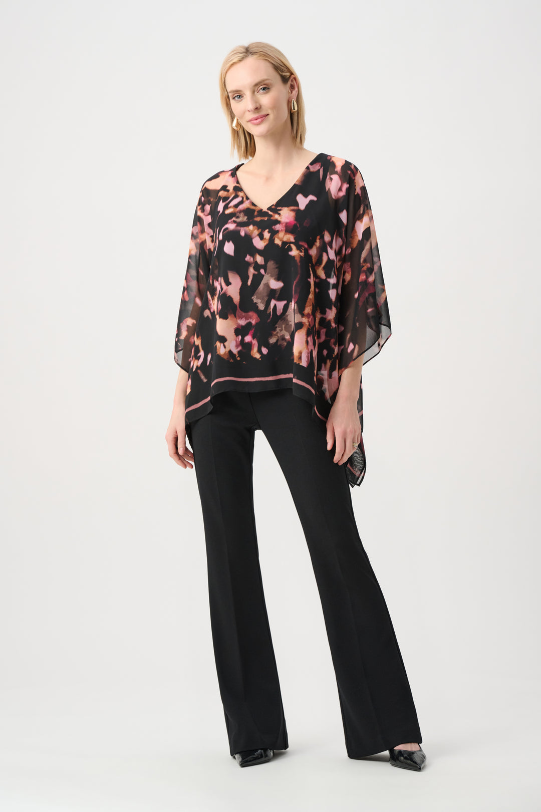 Recycled Chiffon Abstract Poncho Top Style 263029