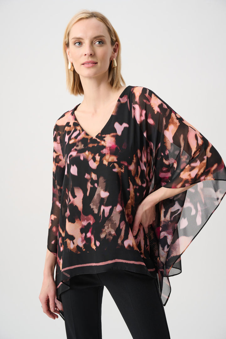 Recycled Chiffon Abstract Poncho Top Style 263029