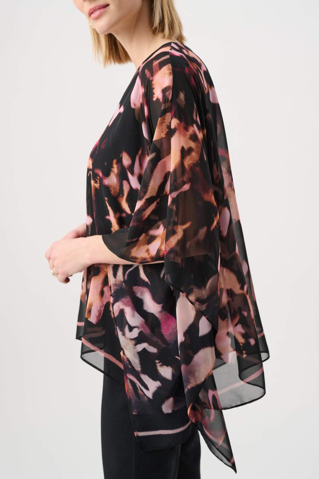 Recycled Chiffon Abstract Poncho Top Style 263029