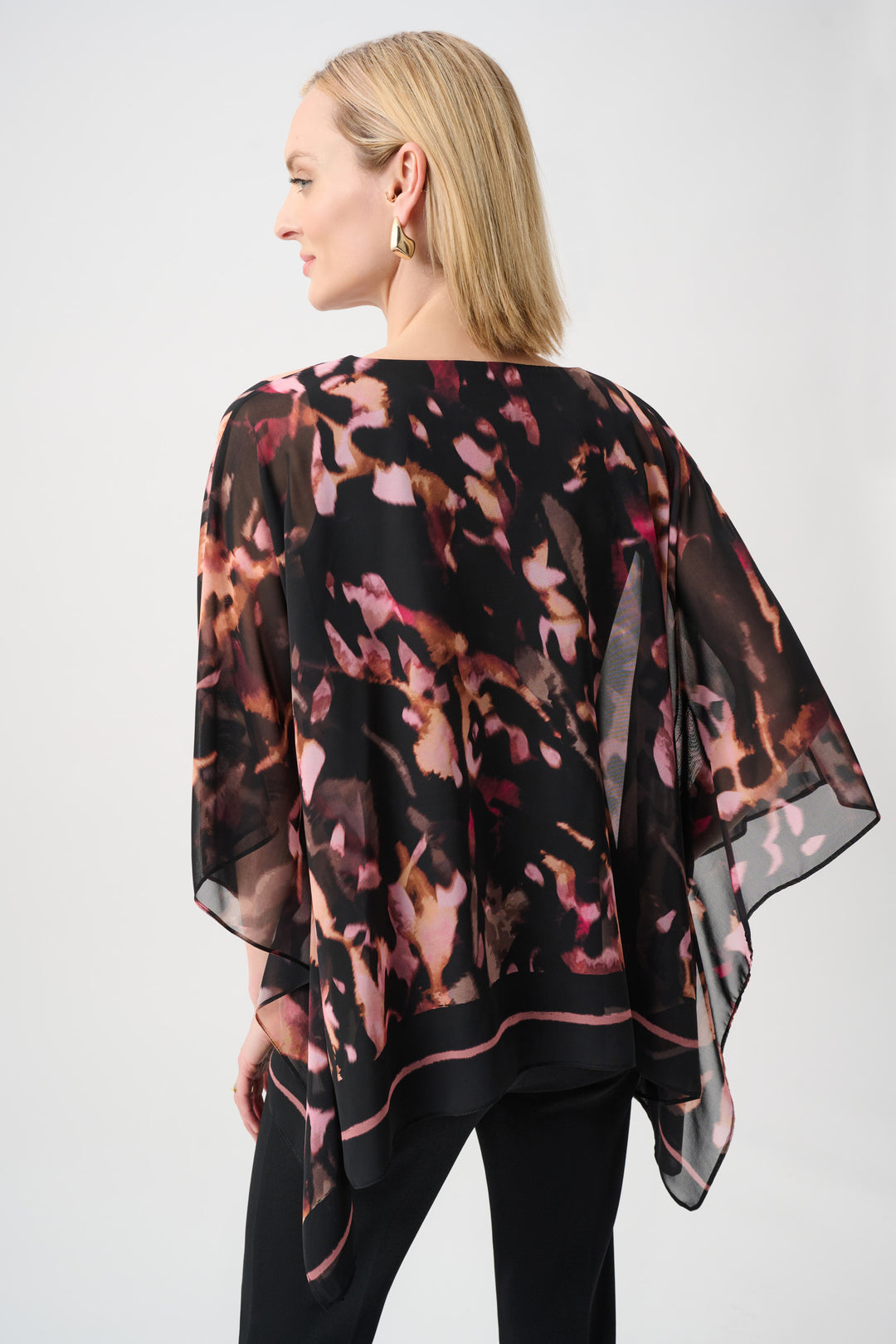 Recycled Chiffon Abstract Poncho Top Style 263029