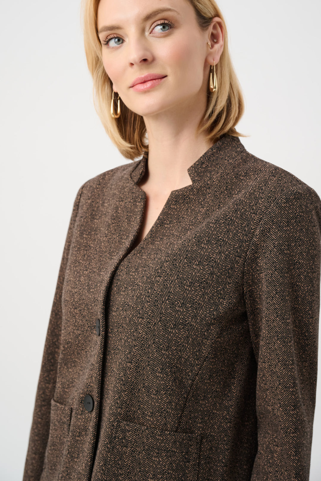 Herringbone Stand-Collar Blazer Style 263030