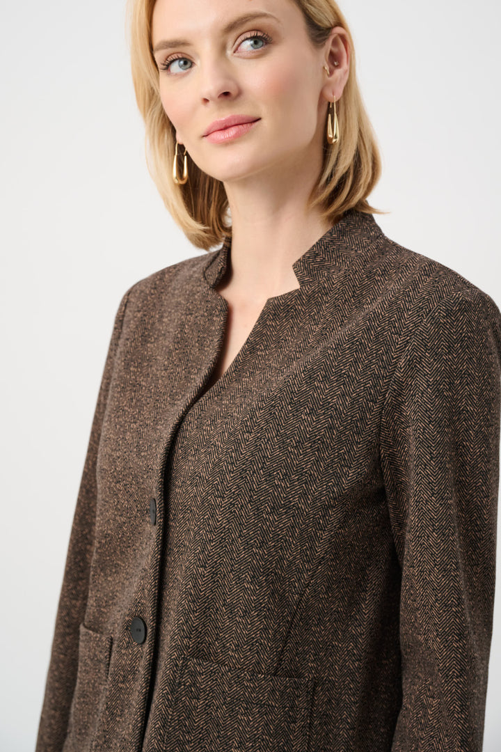 Herringbone Stand-Collar Blazer Style 263030