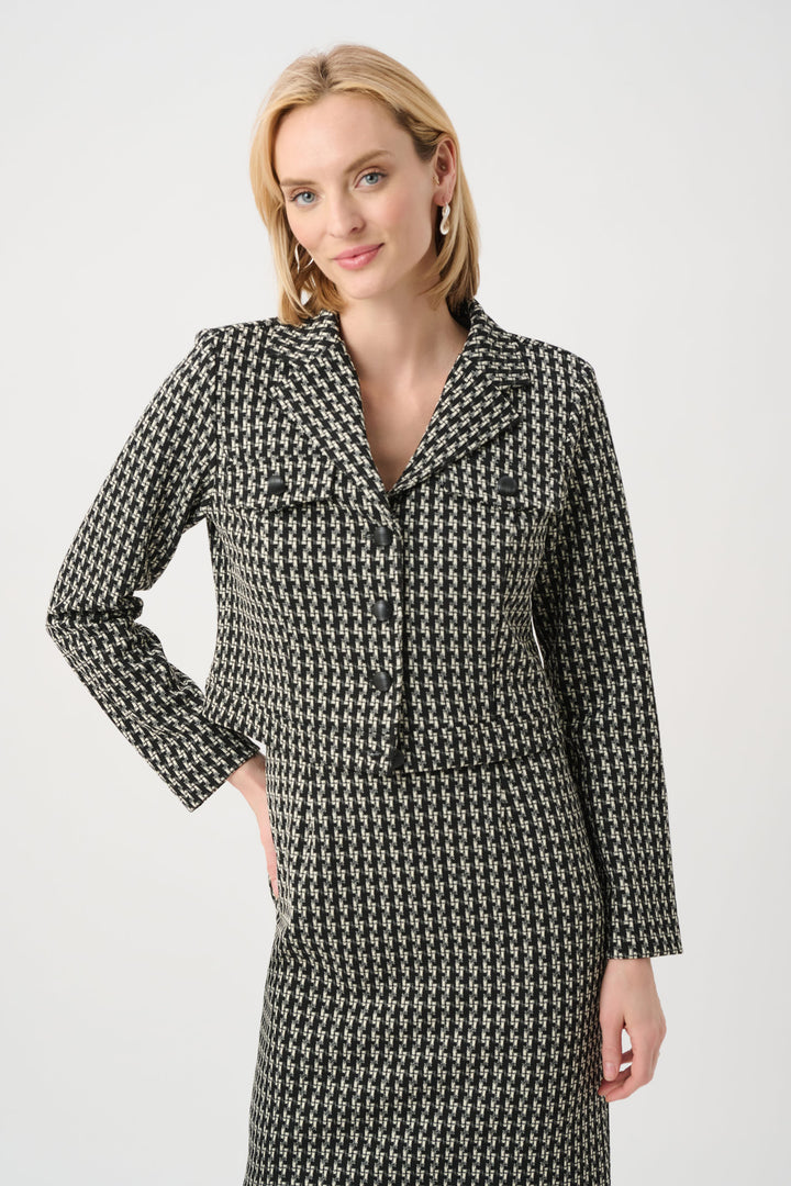 Jacquard Geometric Cropped Jacket Style 263032