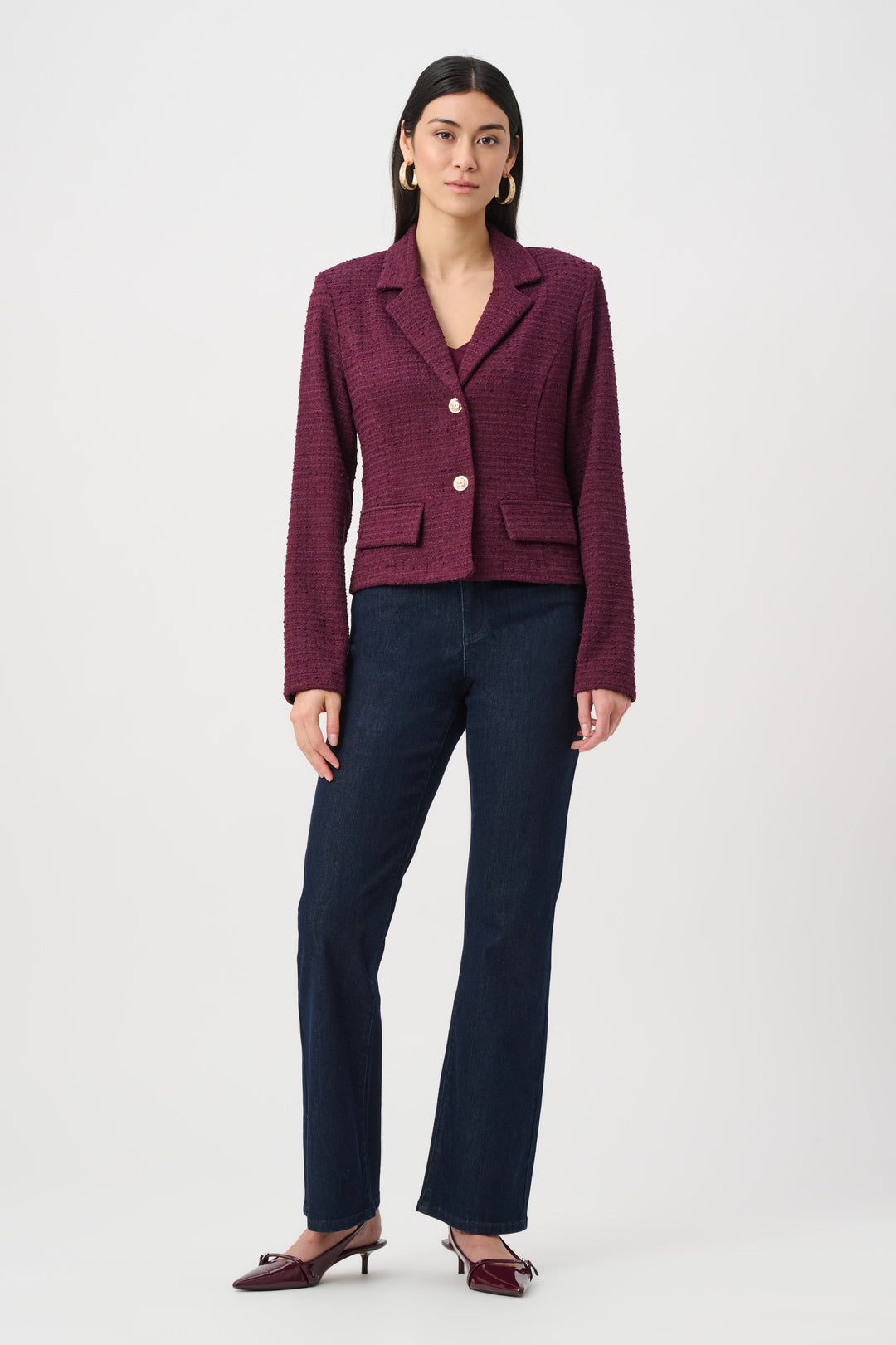 Boucle Notched Collar Blazer Style 263033