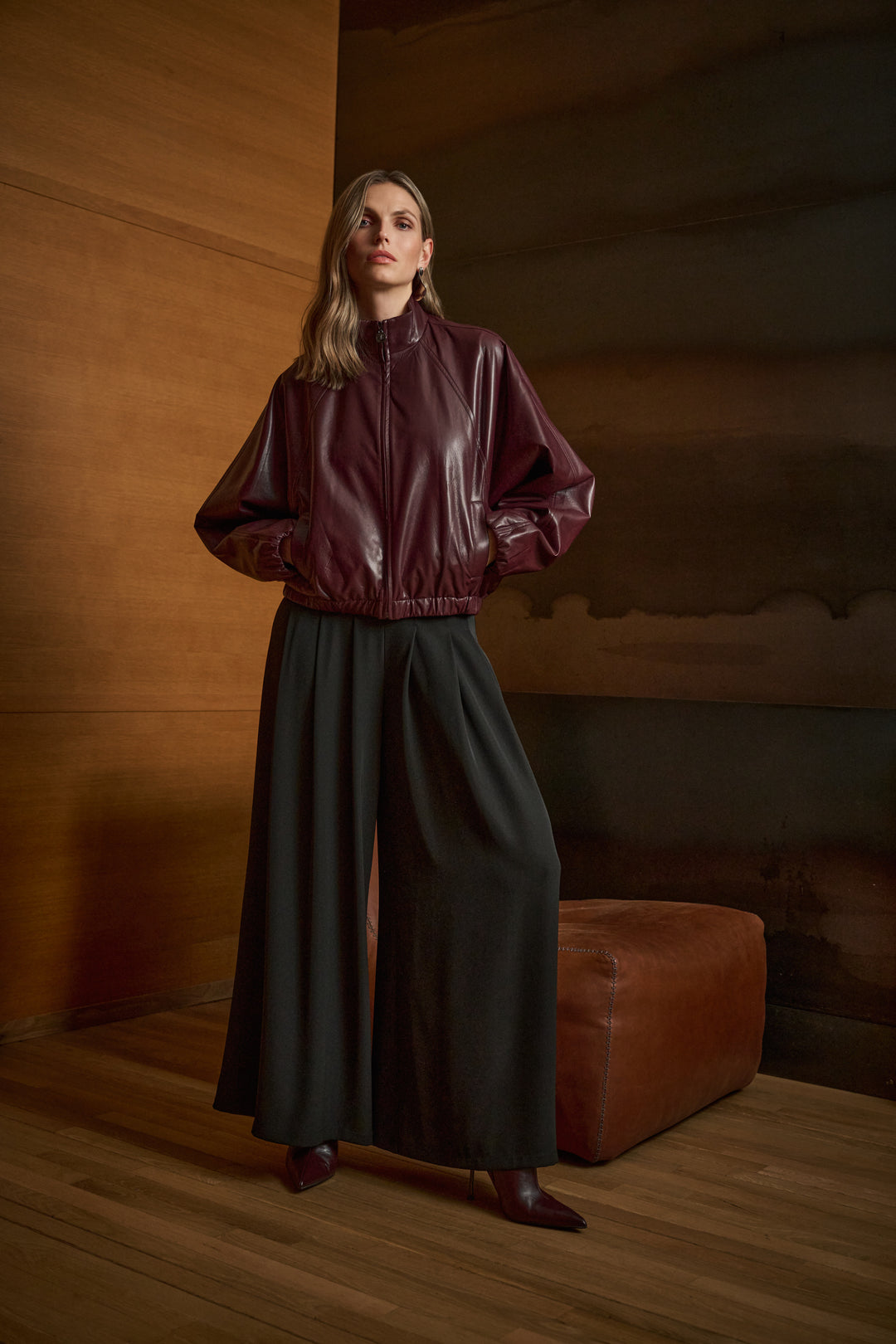 Woven Twill Wide-Leg Pants Style 263040