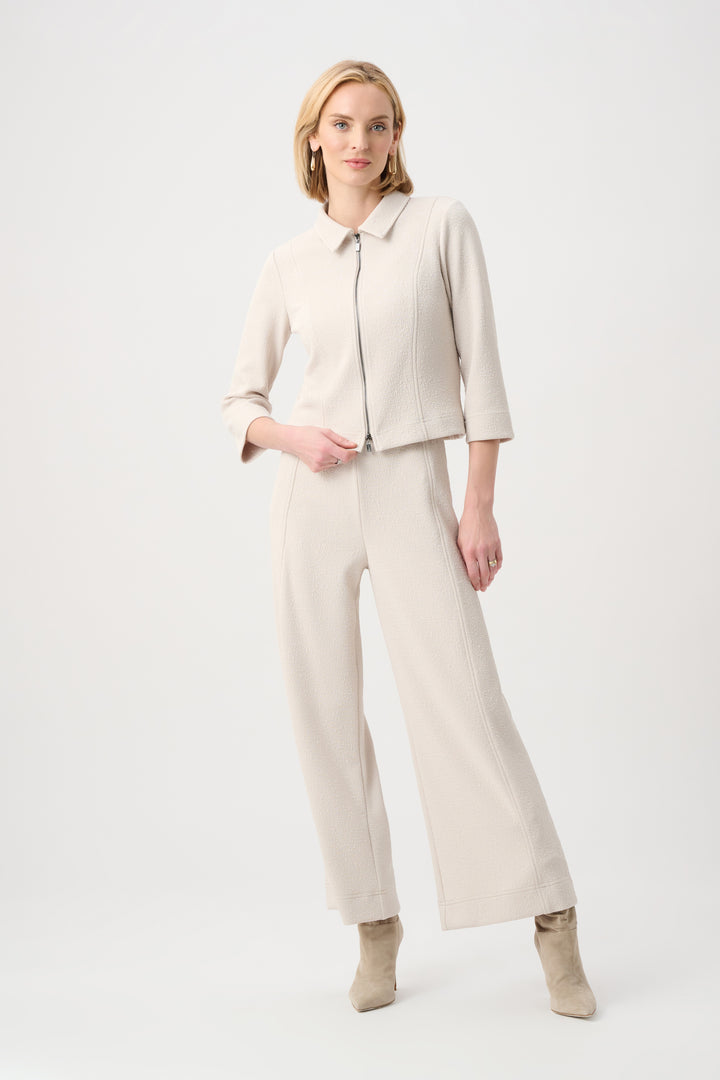Textured Knit Jacquard Boxy Jacket With Shirt Collar Style 263048