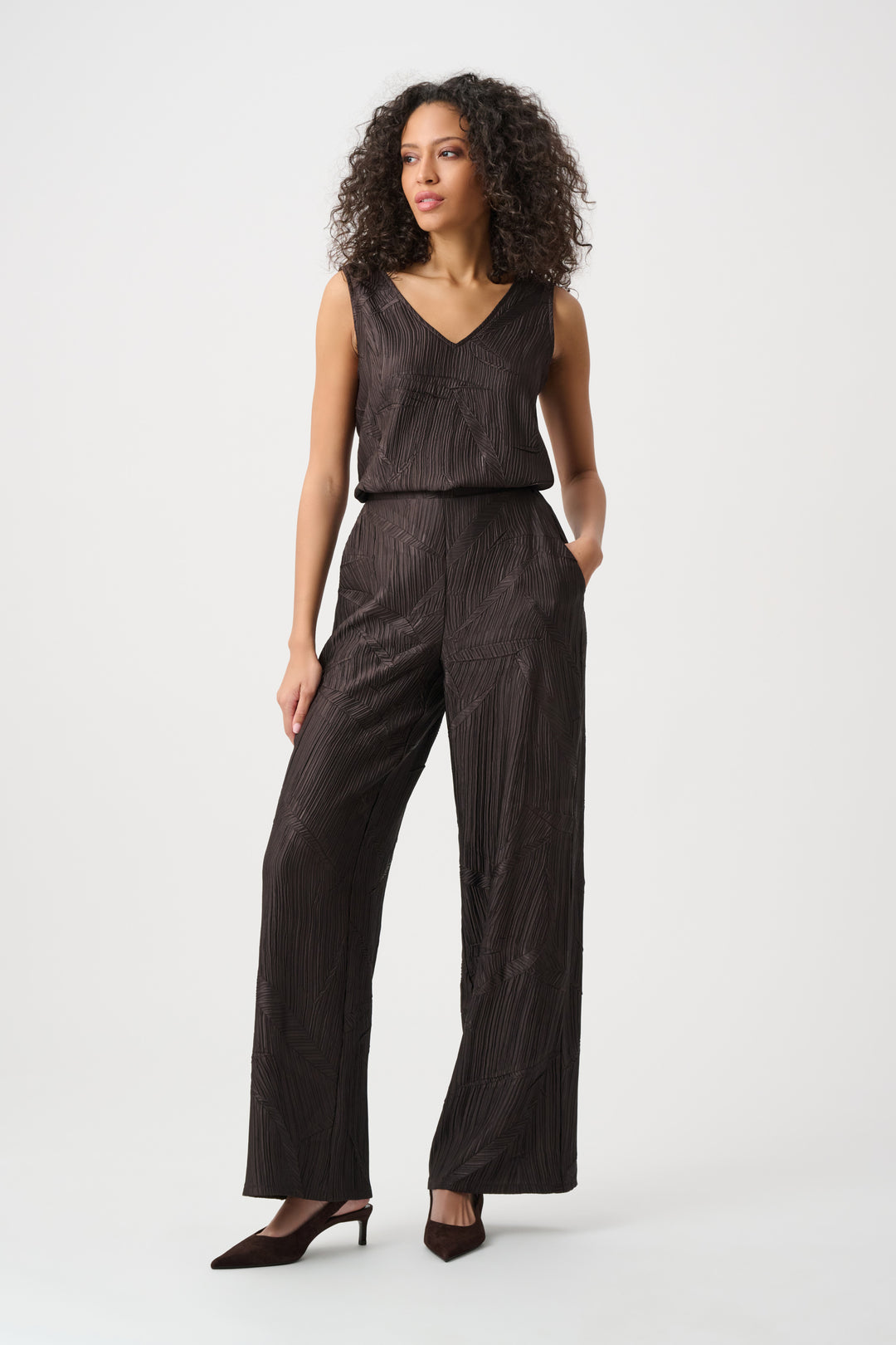 Pleated Satin Pull-On Wide-Leg Pants Style 263052