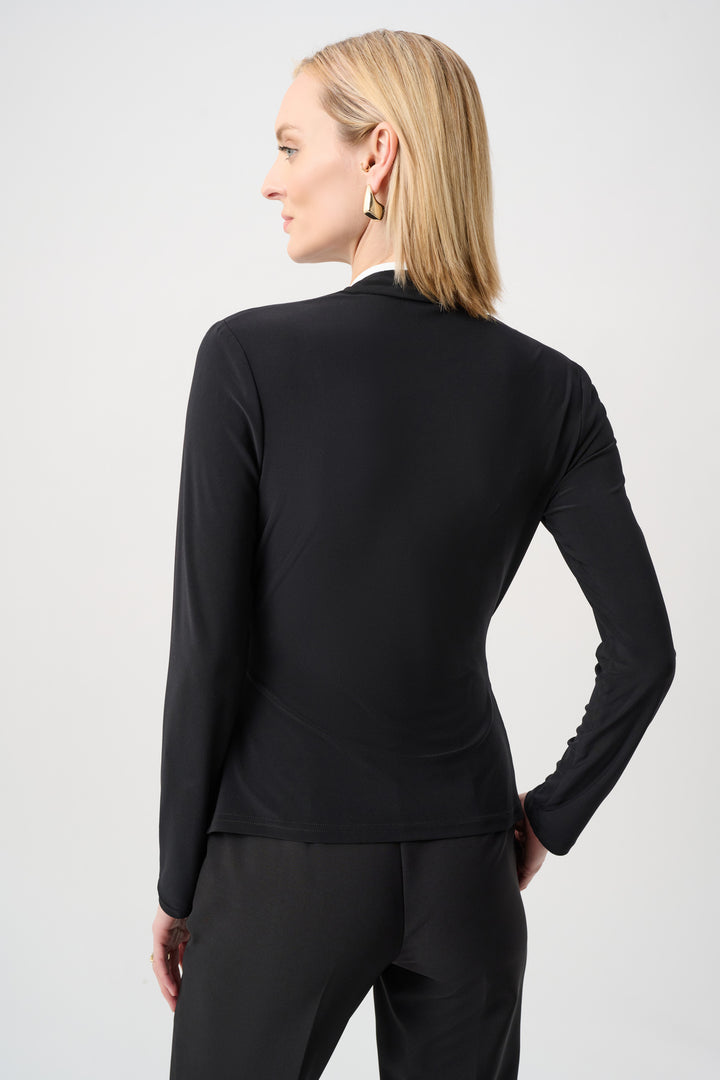 Silky Knit Contrast Trim Wrap Top Style 263053
