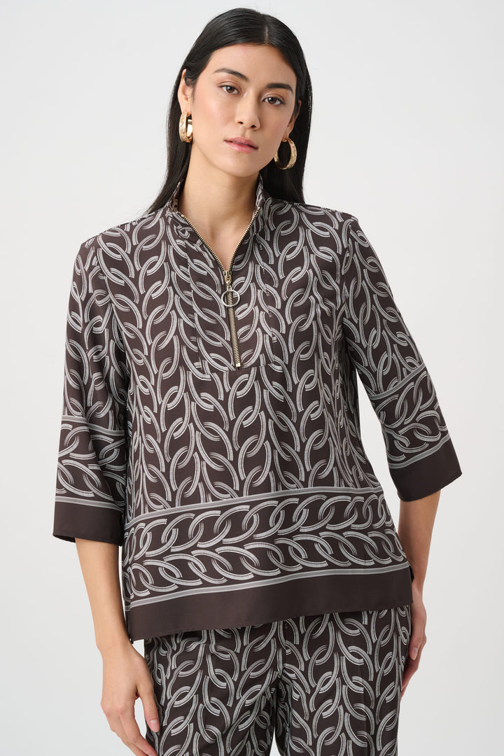 Recycled Woven Chain Print Boxy Top Style 263054