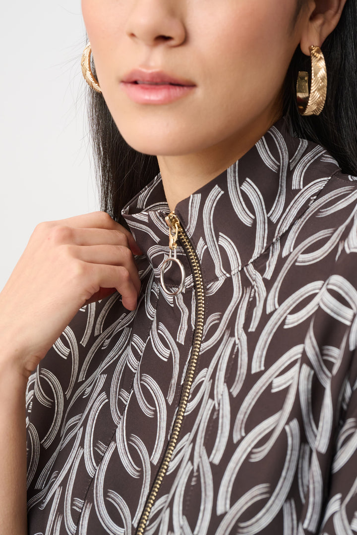 Recycled Woven Chain Print Boxy Top Style 263054