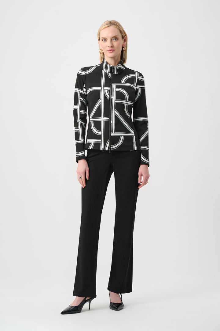 Jacquard Knit Geometric Fitted Jacket Style 263055