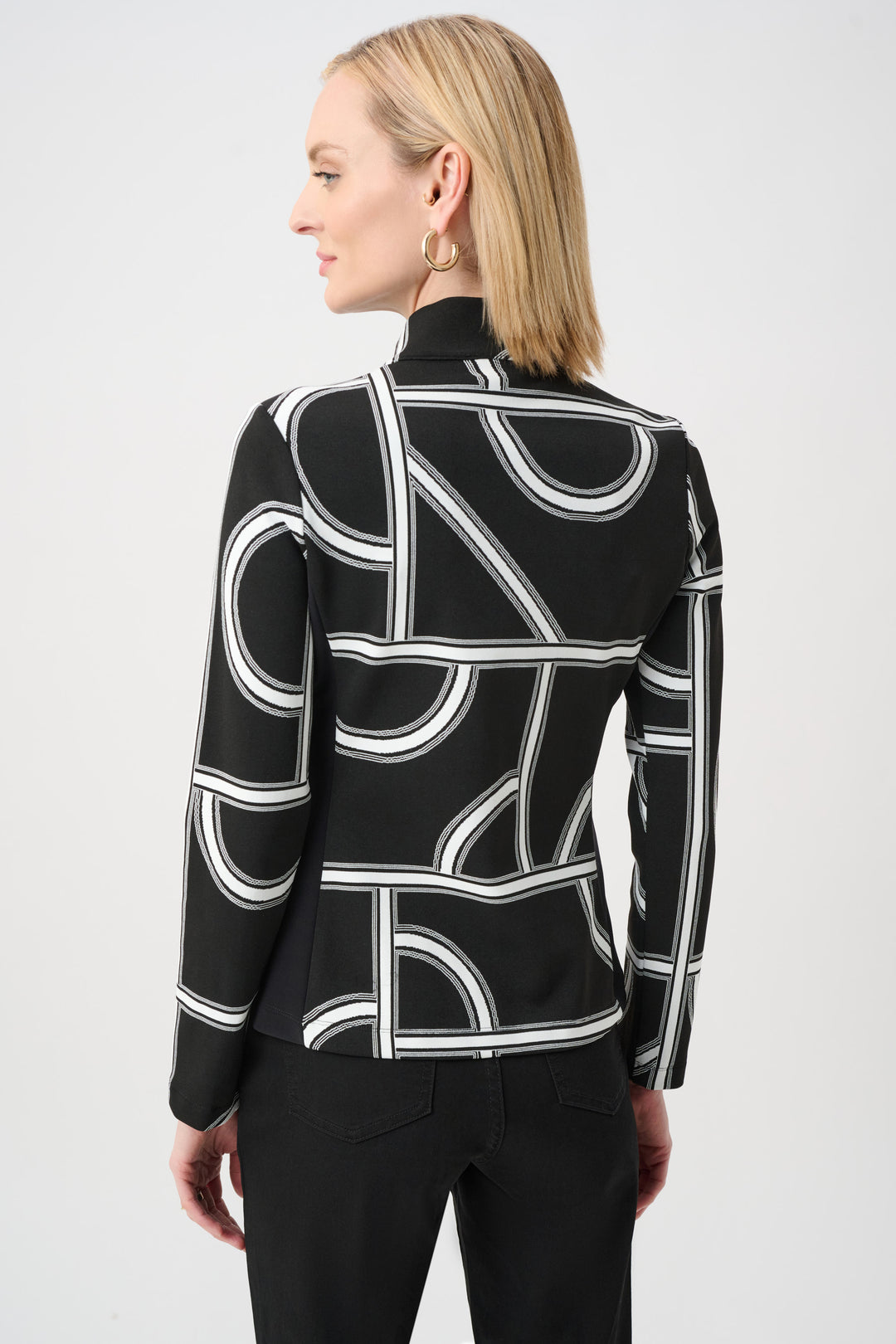 Jacquard Knit Geometric Fitted Jacket Style 263055