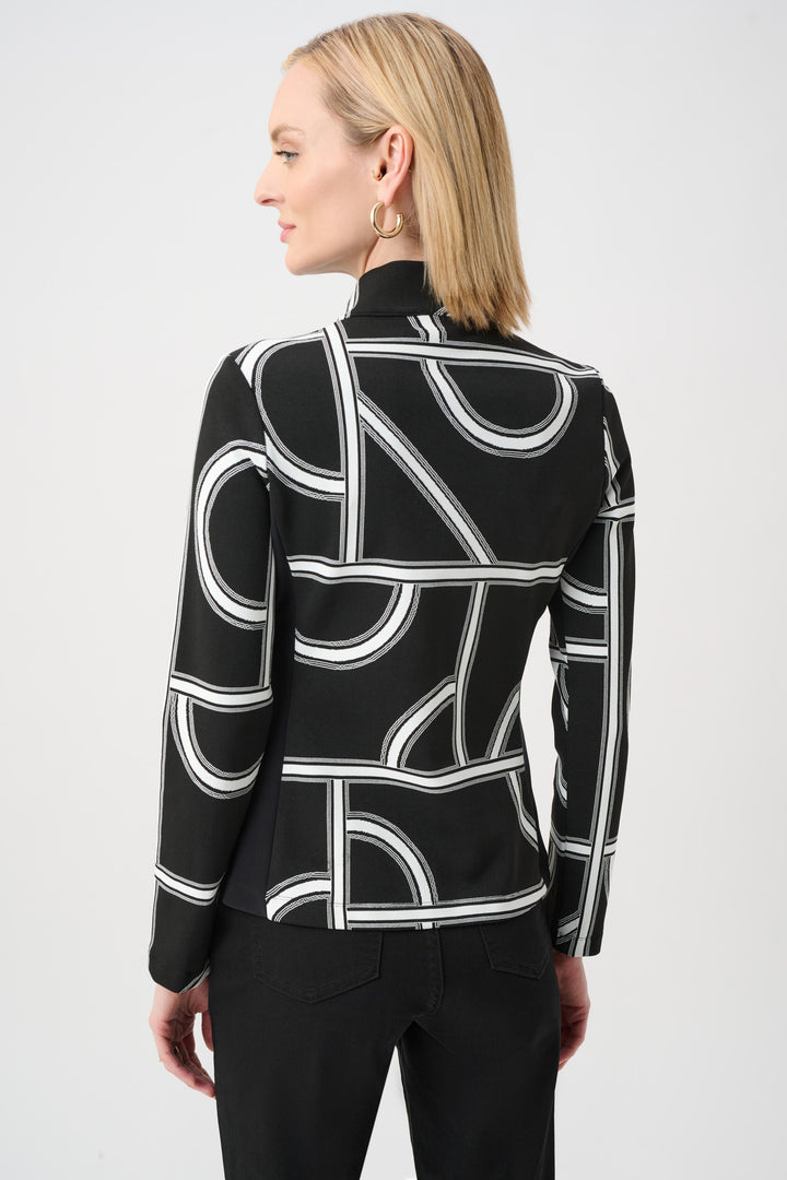 Jacquard Knit Geometric Fitted Jacket Style 263055