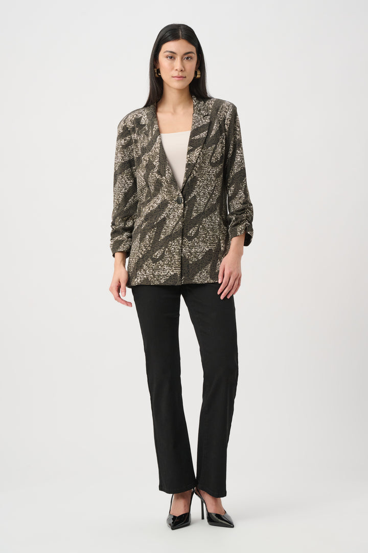 Silky Knit Abstract Print Straight Blazer Style 263056