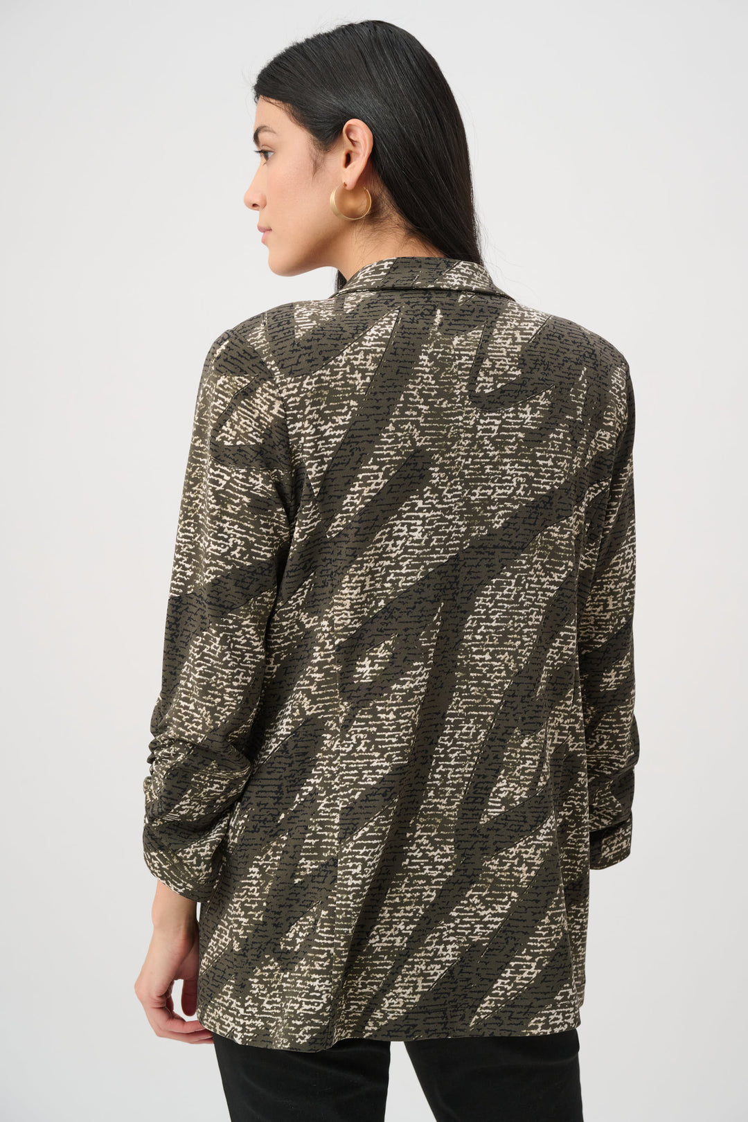 Silky Knit Abstract Print Straight Blazer Style 263056