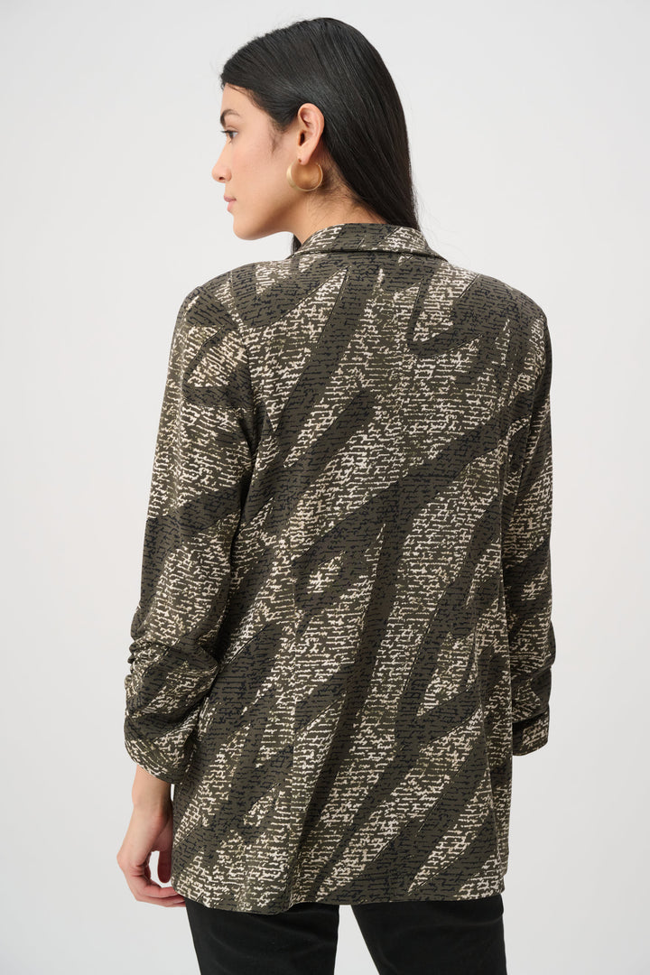 Silky Knit Abstract Print Straight Blazer Style 263056