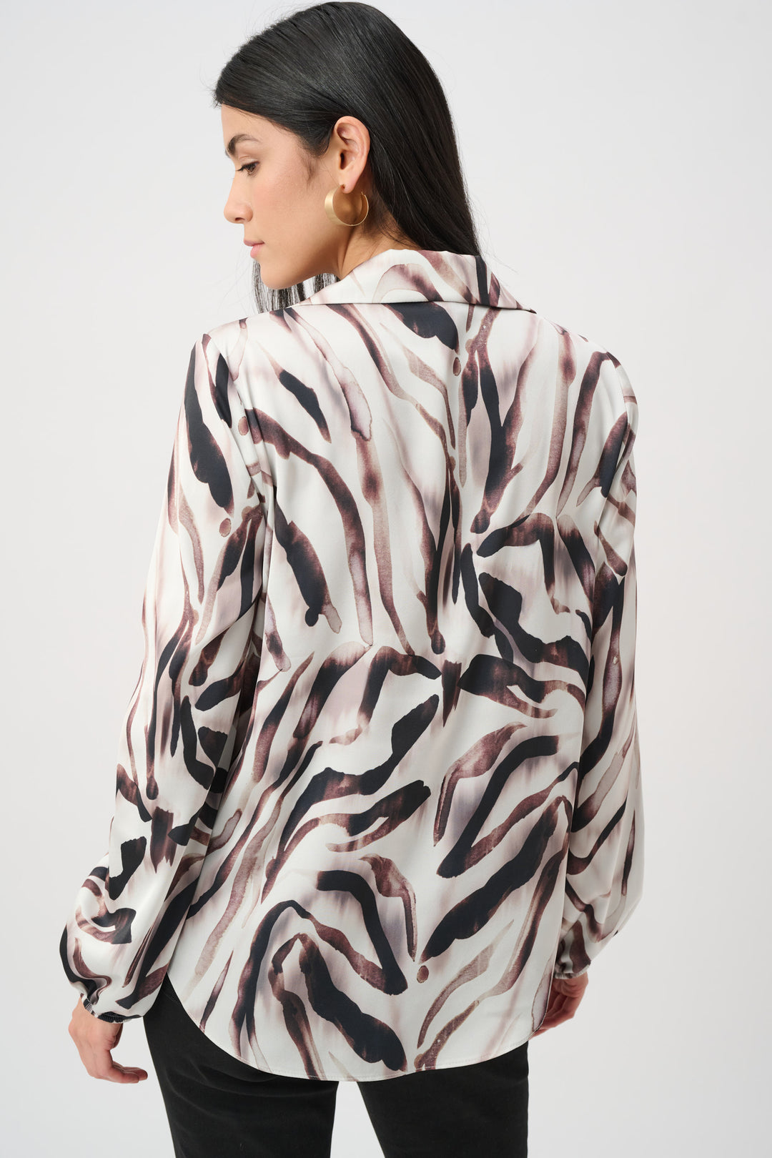 Recycled Satin Animal Print Draped Top Style 263057