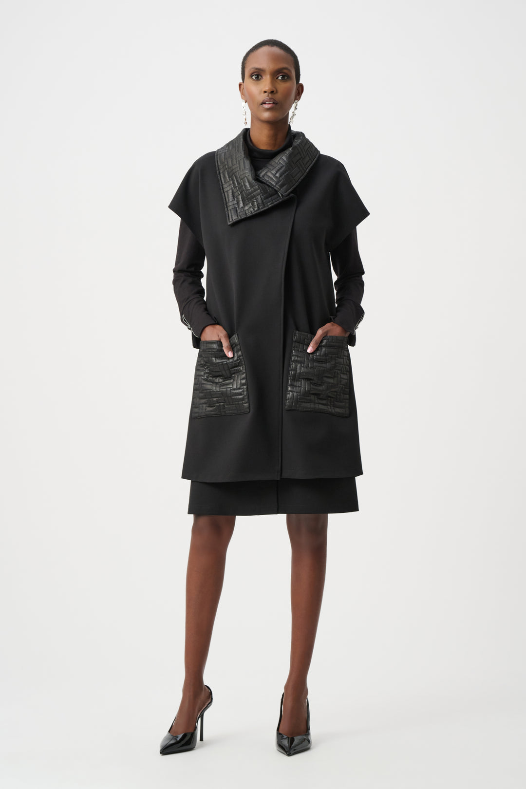 Heavy Knit Vest With Quilted Collar Style 263059