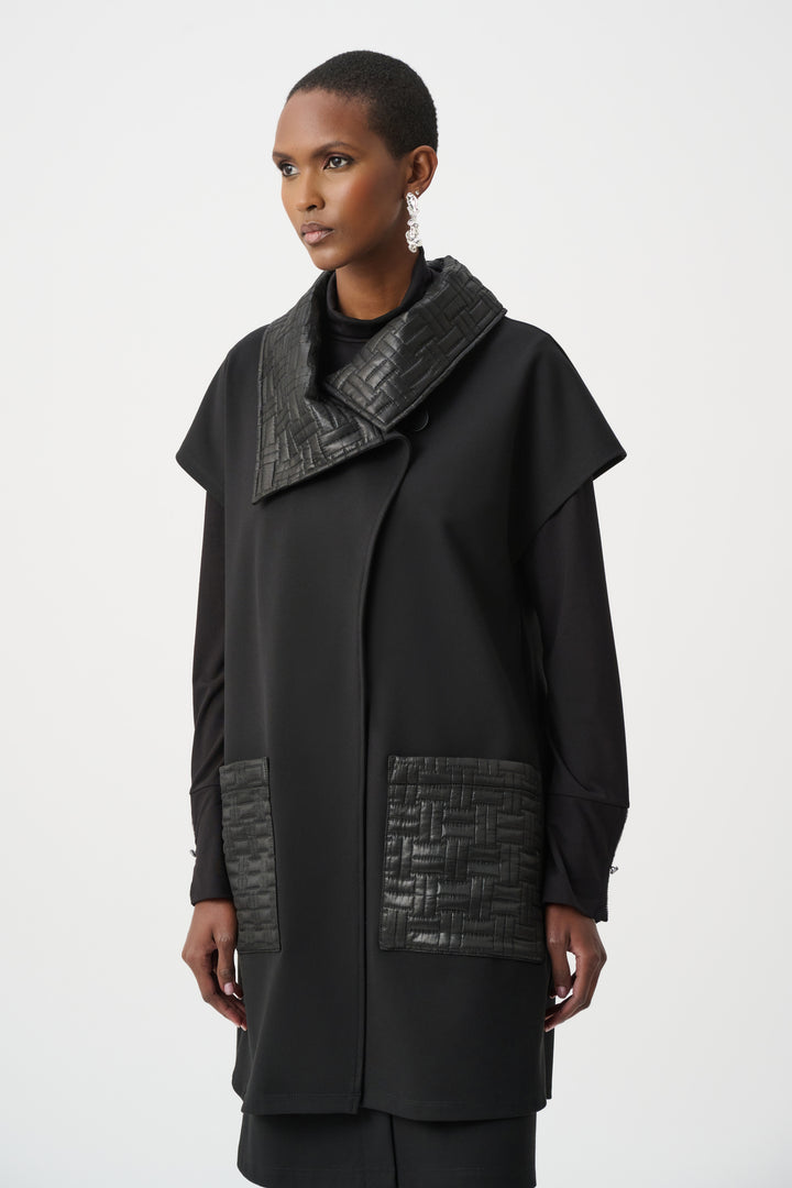 Heavy Knit Vest With Quilted Collar Style 263059