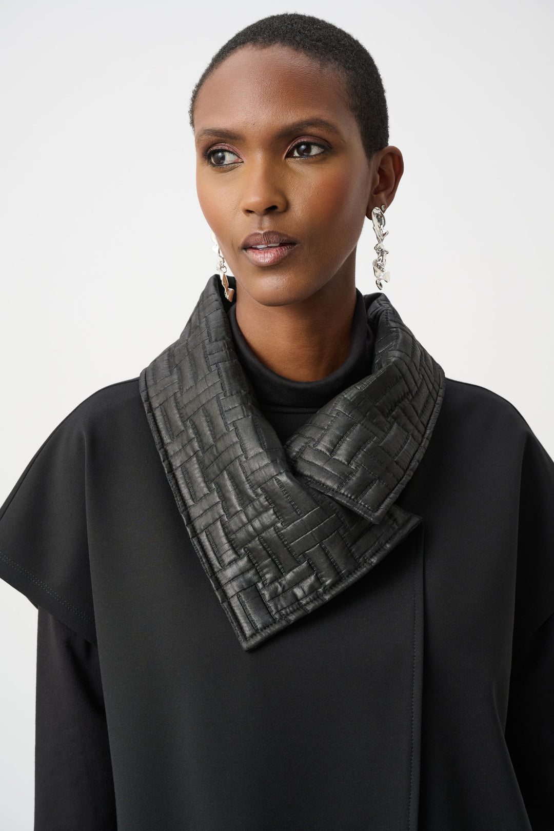 Heavy Knit Vest With Quilted Collar Style 263059