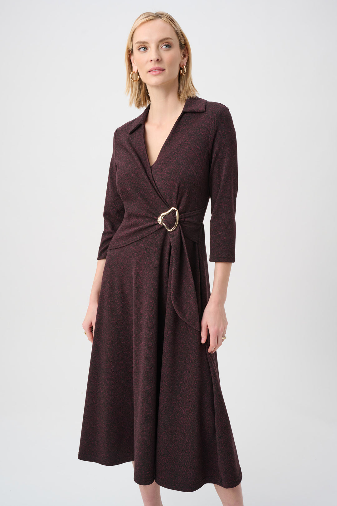 Herringbone Fit And Flare Wrap Dress Style 263061