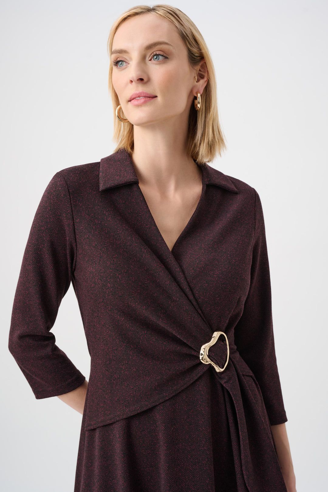 Herringbone Fit And Flare Wrap Dress Style 263061