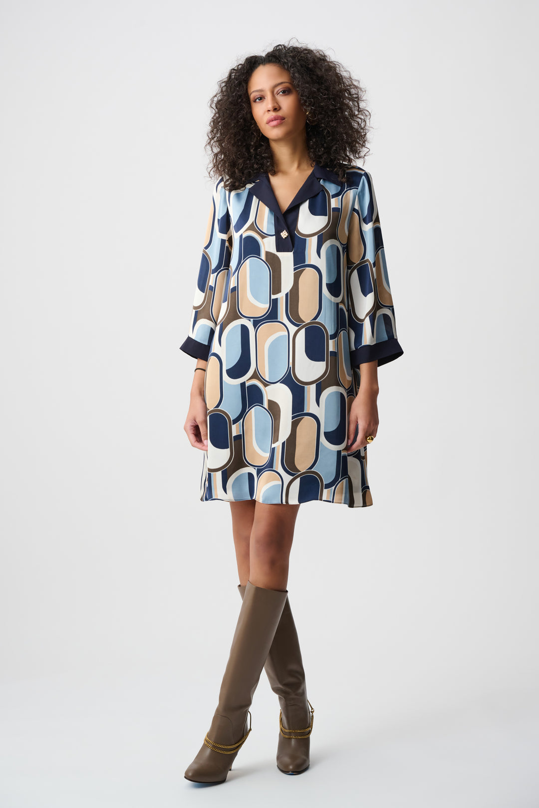 Recycled Satin Geometric Trapeze Dress Style 263064