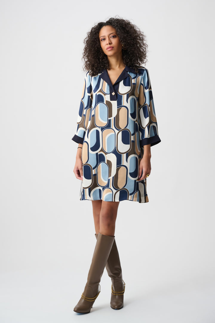 Recycled Satin Geometric Trapeze Dress Style 263064