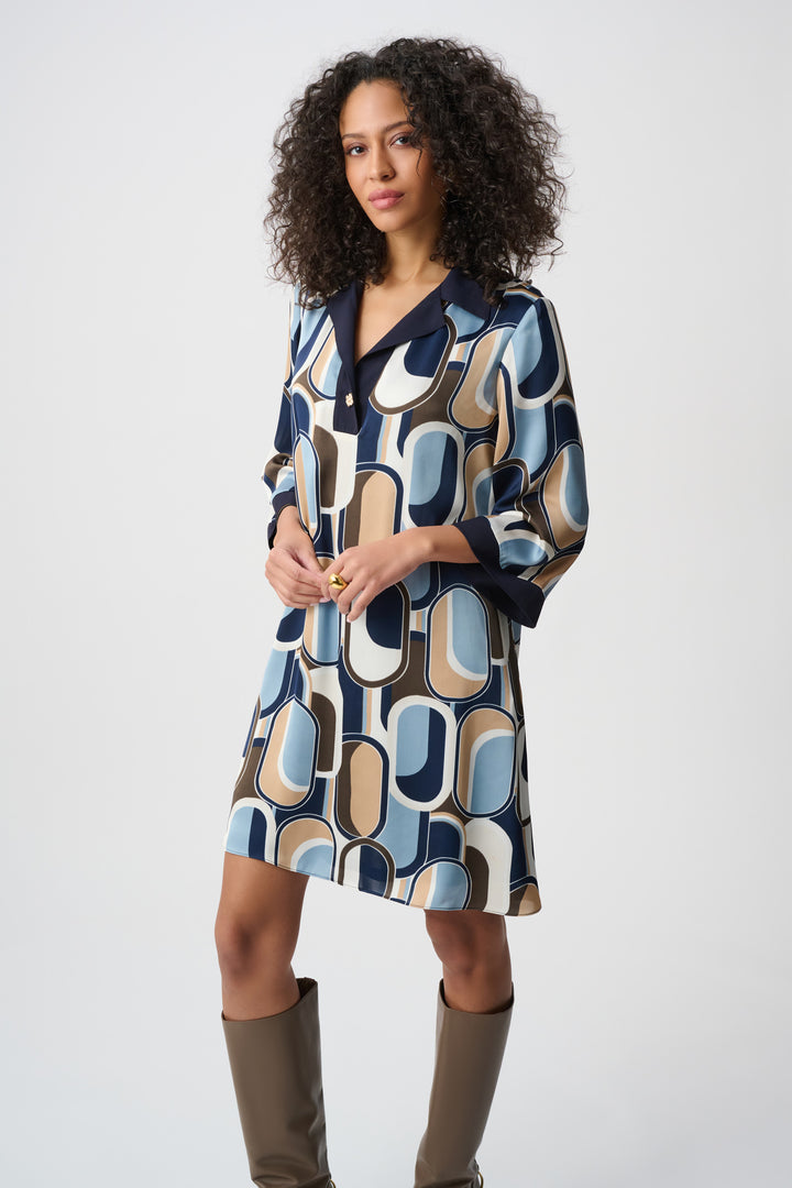 Recycled Satin Geometric Trapeze Dress Style 263064