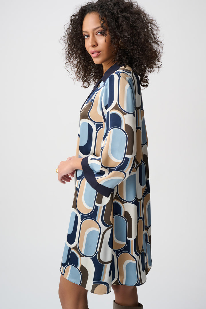 Recycled Satin Geometric Trapeze Dress Style 263064