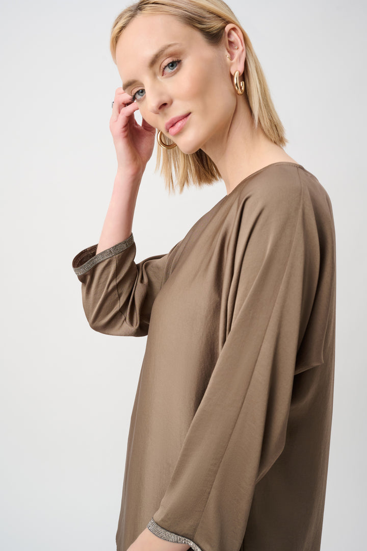 Recycled Satin Boat-Neck Tunic Style 263069