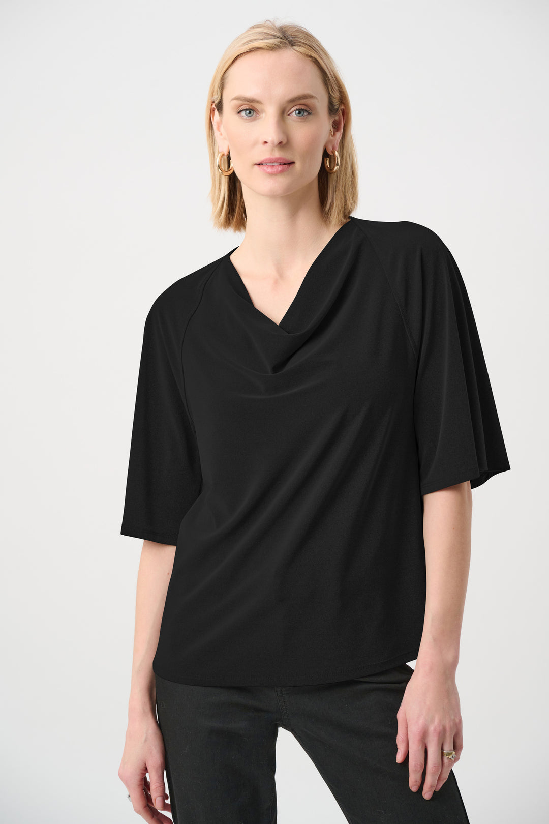 Melange Silky Knit Cowl Top Style 263070