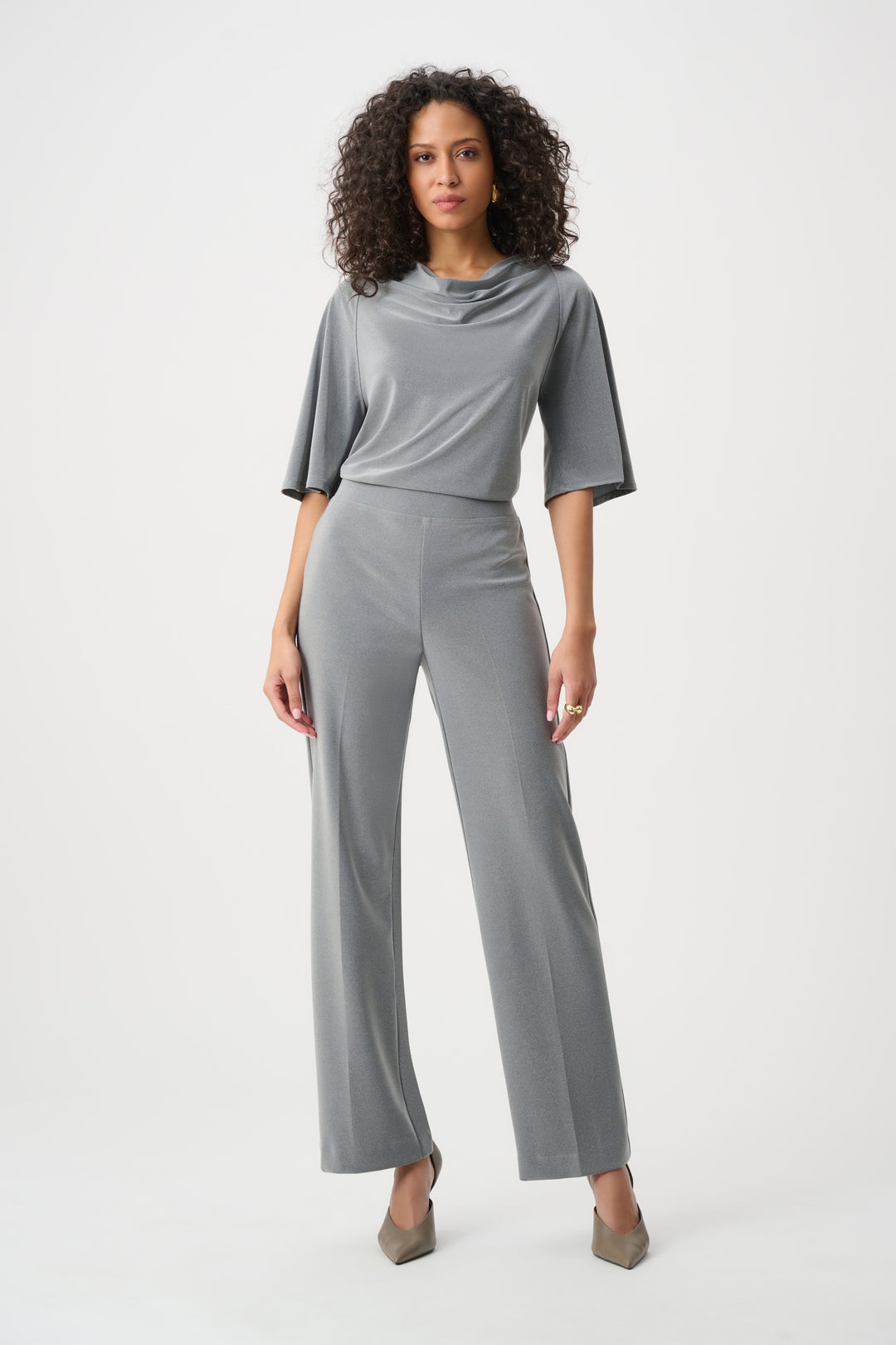 Melange Silky Knit Cowl Top Style 263070