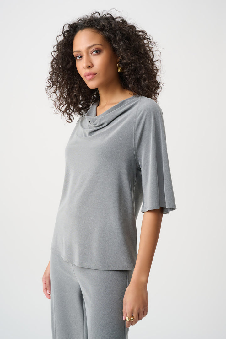 Melange Silky Knit Cowl Top Style 263070