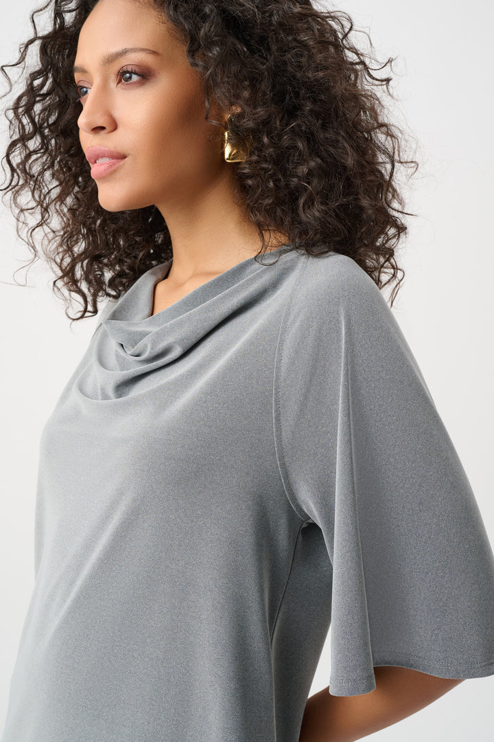 Melange Silky Knit Cowl Top Style 263070