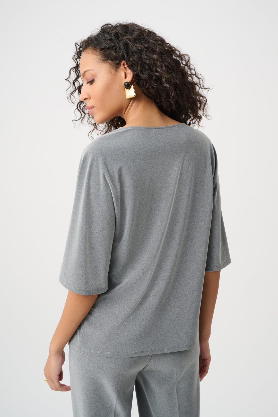 Melange Silky Knit Cowl Top Style 263070