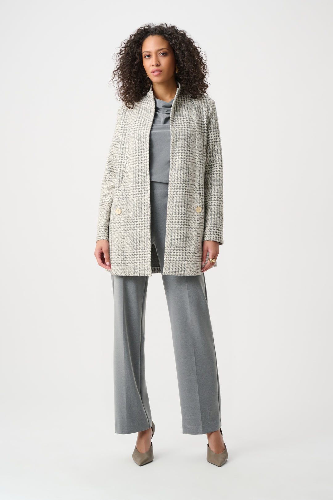 Jacquard Plaid A-Line Coat Style 263072