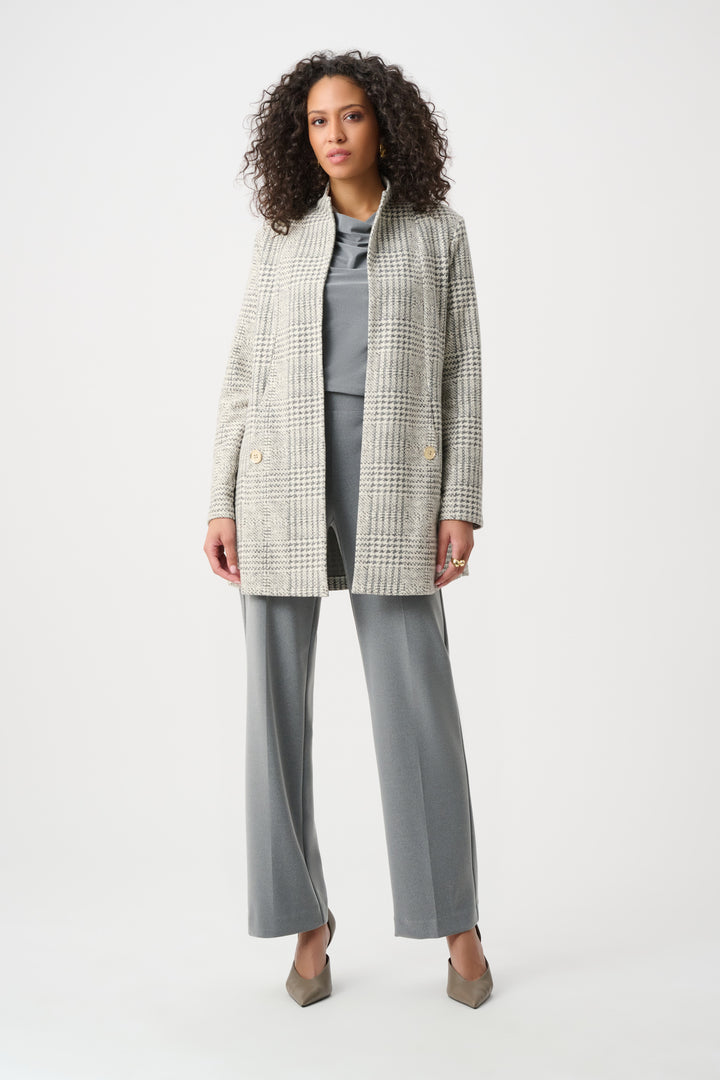 Jacquard Plaid A-Line Coat Style 263072