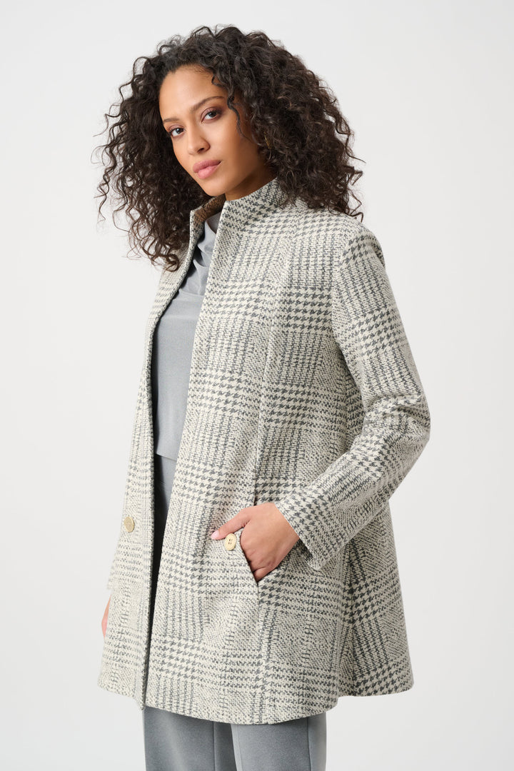 Jacquard Plaid A-Line Coat Style 263072