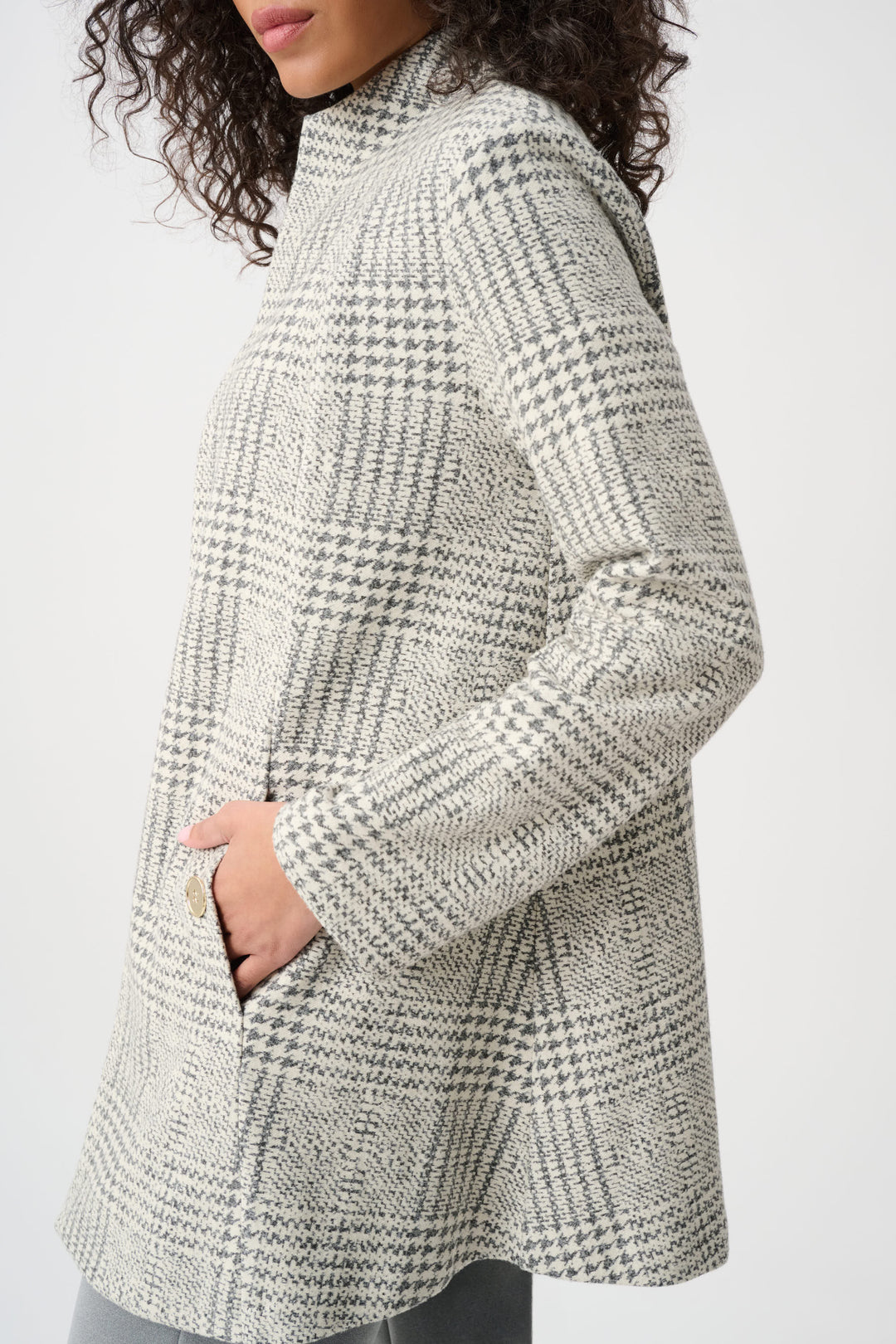 Jacquard Plaid A-Line Coat Style 263072
