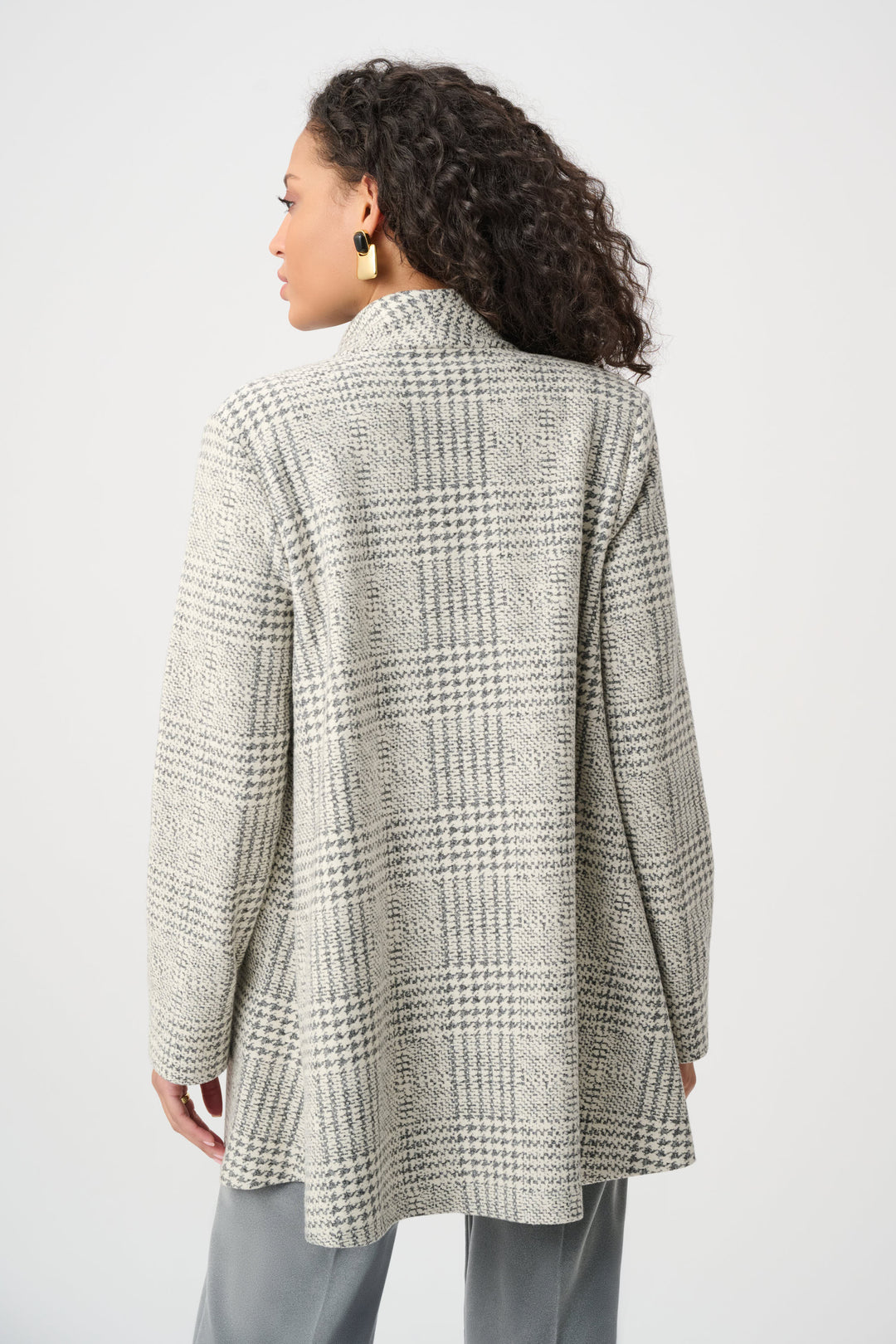Jacquard Plaid A-Line Coat Style 263072