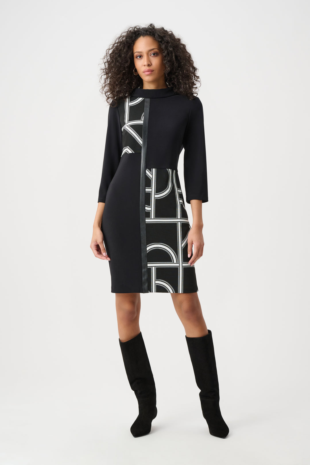 Jacquard Geometric Color Block Dress Style 263075
