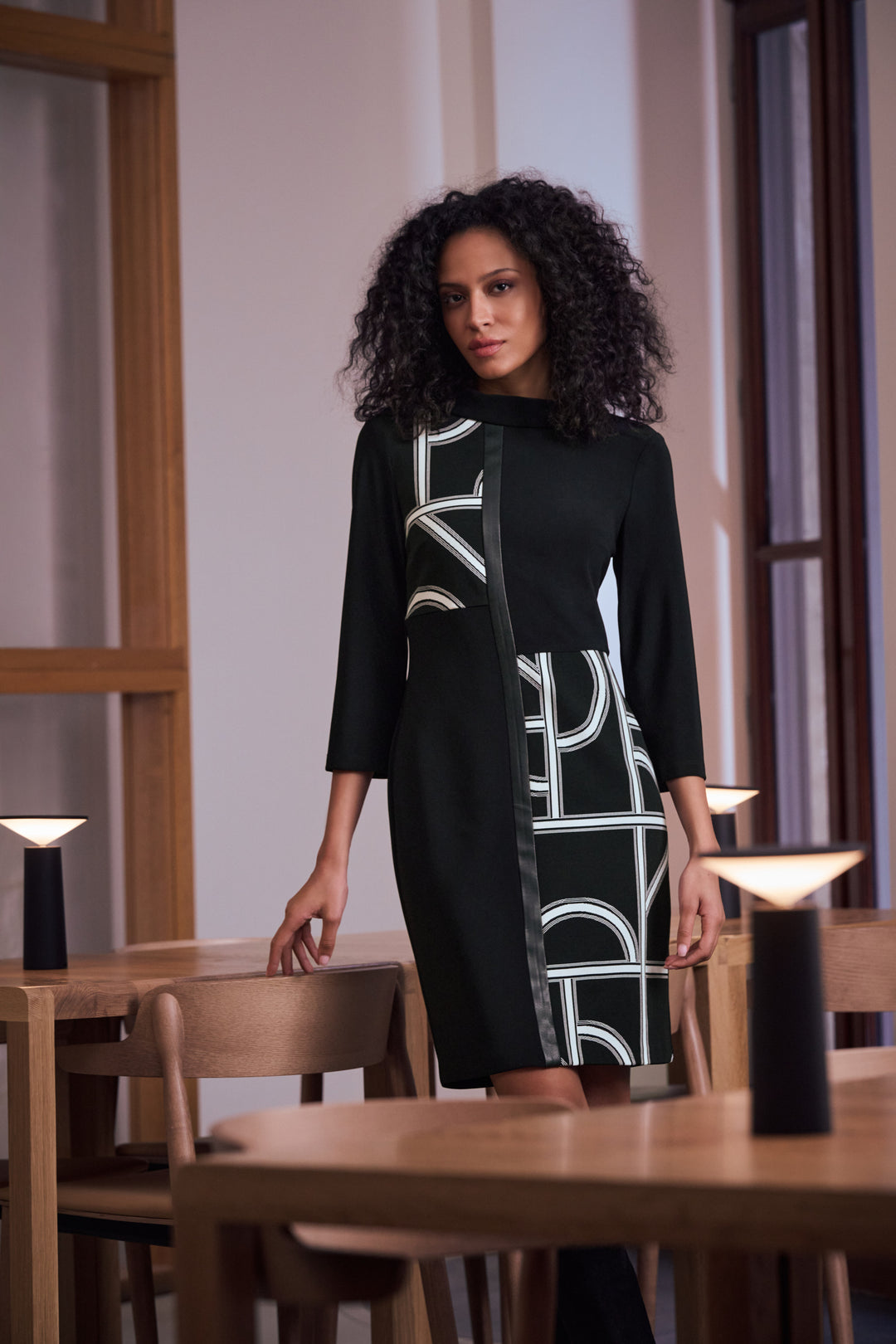 Jacquard Geometric Color Block Dress Style 263075